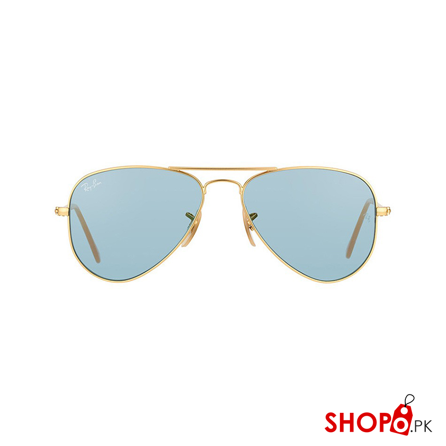 Ray Ban Aviator Small Metal RB3044 Metal Matte Gold & Light Blue