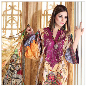 Zarmeeney's Purple, Beige Lawn Suit - 05