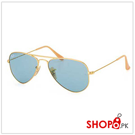 Ray Ban Aviator Small Metal RB3044 Metal Matte Gold & Light Blue