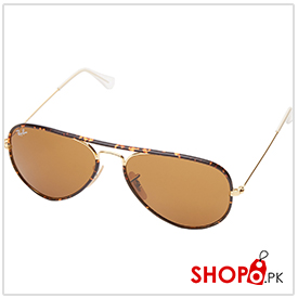 Ray Ban Aviator Full Color RB3025JM Tortoise Frame & Brown Lens